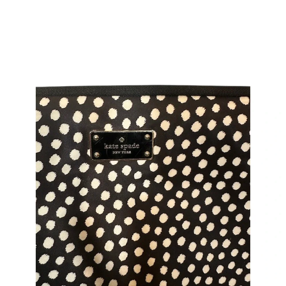 Kate Spade Black White Polka Dot Nylon Half Zip Laptop Case Sleeve Women